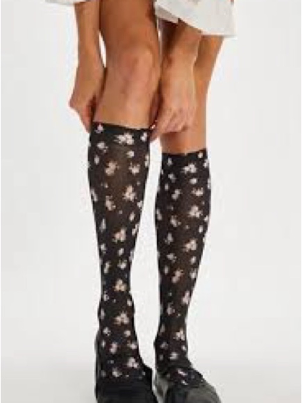 NWT For Love And Lemons Black Floral Knee-High Hosiery